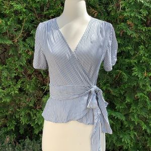 Max Studio Seaksucker Wrap Top